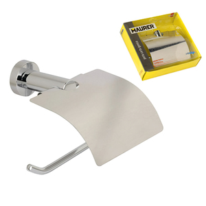 Portarotolo da bagno Maurer II con coperchio in acciaio inox 16x22 cm. - Product Image 1