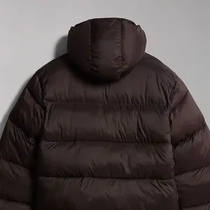 Men's Winter Hooded Puffer Jacket Thick Down Filled Windproof Zipper Closure Casual Style Solid <b>Colour</b> Polyester Outerwear - Product Image 4