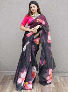 Deze Perfecte Organza <span class=keywords><strong>Saree</strong></span> Die Je Moet Hebben Voor De Hele Seizoen Feestkleding <span class=keywords><strong>Saree</strong></span> Bloemenprint Digitale Organza <span class=keywords><strong>Saree</strong></span>