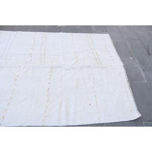 Alfombra Turca Vintage Grande de 5.5x11.6 pies, Alfombra de Lana Blanca - Product Image 5