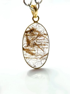 Pendentif en pierre précieuse à facettes en rutile doré naturel plaqué or 925 collier en argent Sterling fait à la main cadeau pour la mère de l'Inde vente - Product Image 5