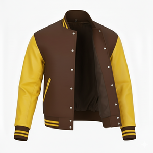 High Quality Custom <b>Genuine</b> Leather Windproof Varsity Jacket Men Women Casual Front Logo Bomber ODM Supply - Product Image 3