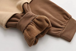 Sudadera con Capucha de Manga Corta para Mujer, con Bordado de Oso de Dibujos Animados, Talla XS, Estilo Kawaii, Patchwork, 100% Algodón, Felpa, Informal, Forrada, para Otoño - Product Image 5