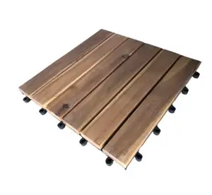 Fabricant de 6 lattes de 24mm d'épaisseur en bois d'acacia massif à emboîtement Carreaux de terrasse 300x300mm Meubles Nawoo du Vietnam