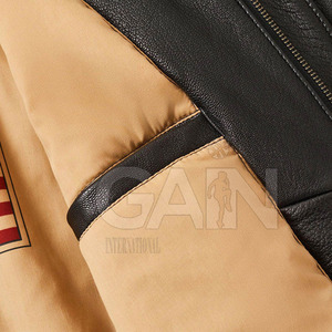 High Quality Men's Genuine Leather Winter <b>Jacket</b> with Canvas Fabric Front Logo Eco-Friendly & Breathable Custom OEM in Stock - Product Image 6