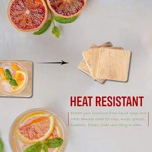 USA Warehouse Eco-Friendly Walnut <b>Wood</b> Coasters 8MM Thick Square Natural <b>Wood</b> <b>Slices</b> for DIY Crafts Wedding Decoration Blank Set - Product Image 5