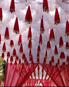 Tissu de tente de mariage de qualité supérieure avec gouttes de guirlande de roses pour les événements traditionnels indiens et Boho - Product Image 3