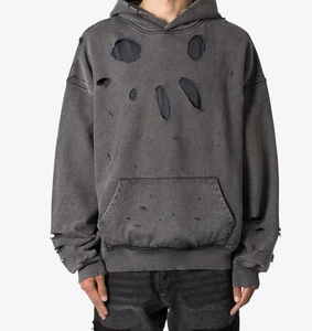 Sudadera Premium con Efecto Desgastado, Estilo Urbano, Tejido Suave de Mezcla de Algodón, Estampado Personalizado, Sudadera Informal con Aspecto Desgastado - Product Image 3