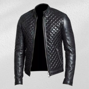 Veste en cuir d'agneau véritable matelassée pour homme de haute qualité - Product Image 4