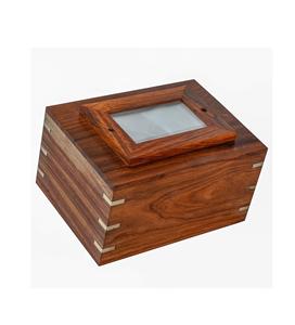 Urnes de crémation en bois incrusté de laiton en palissandre pour cendres humaines adulte-Urne de cendres commémoratives funéraires artisanales-Grande - Product Image 3