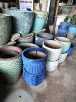 [Ruby Linh]-Atlantis Gelembung Glazed Kontemporer untuk Pot Bunga Balkon-Penanam Tanaman Atlantis Keramik Pedesaan