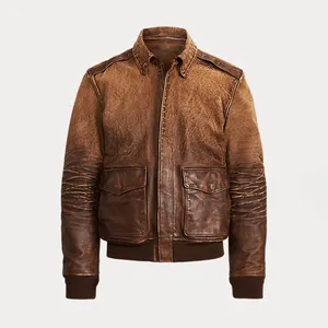 Factory Custom Vintage Pu Leather Jackets Men Fur Coat Fur Jacket