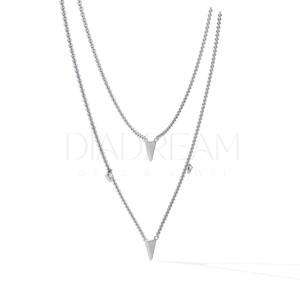 Collier de luxe pour femme en argent 925 avec double triangle et pierre précieuse Moissanite, idéal pour un cadeau de mariage ou d'anniversaire - Product Image 3
