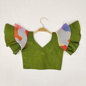 Vestido Étnico Shoryam para Niñas, Estilo Palak Verde, Estampado Camuflaje, Lehenga Completamente Cosido, Largo hasta el Suelo, para Fiestas y Bodas - Product Image 3