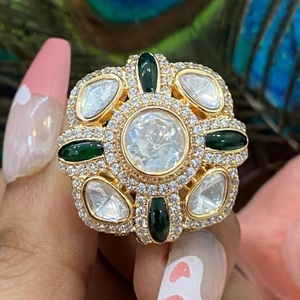 Trendy High Quality <b>Gold</b> Plated Real Kundan Adjustable Stylish <b>Ring</b> For Function And Wedding Wear Collection For Women - Product Image 1