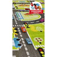 Tapis de jeu rectangulaire 3D en polypropylène vert tissé à poils fins, fabriqué à la machine, pour la maternelle et les bébés