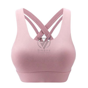 Custom Phone Pocket Gym Wear Running Yoga Workout Crop <b>Top</b> <b>Cross</b> Back Sports Yoga Bra Sexy High Impact Comfortable Sports Bra - Product Image 1