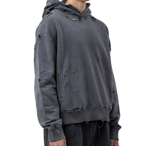 Gran oferta, sudaderas con capucha bordadas de angustia personalizadas para hombres, sudaderas con capucha transpirables y ecológicas de estilo Vintage para hombres desgastados - Product Image 6
