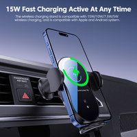 Cargador de coche inalámbrico flexible Eway de 15W con sujeción automática y ajuste de 360 ° antivibración para golpes bobina ampliada