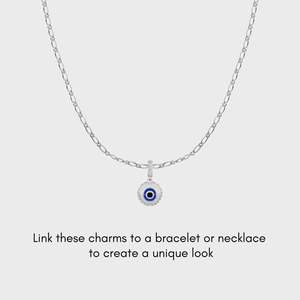 Collier à breloques en argent tendance mauvais œil en laiton plaqué or avec incrustation de diamants Zircon Style religieux pour les célébrations d'anniversaire - Product Image 6