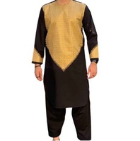 Salwar Kameez pour Homme Adulte, Grande Taille, en Coton Infroissable, Imprimé et Brodé, Style Décontracté, Ethnique, Islamique, Spécial Mode