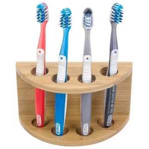 Soporte de cepillo de dientes de 4 secciones clásico multifuncional con juego de accesorios de baño de madera para uso doméstico en Hotel soporte de cepillo - Product Image 1