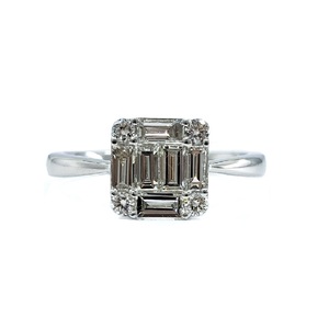 Chine Usine Bijoux Conception Spéciale De Haute Qualité 18k Or Blanc Massif Véritable Diamant Taille Brillant Petite Grappe De Mariage - Product Image 1