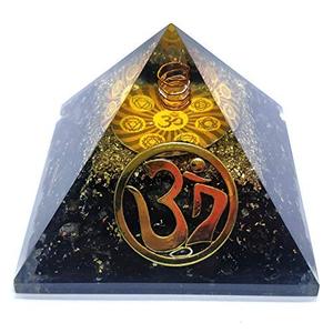 Pyramide d'énergie orgone de tourmaline noire faite à la main avec bobine de cuivre symbole OM pour la guérison Reiki Feng Shui améliorant l'équilibre des chakras - Product Image 4