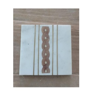 Coffee Coasters Round Shape Coasters Style Household Dining Table Marble Splicing Wooden New Marble Spliced <b>Wood</b> Cup Coasters - Product Image 6