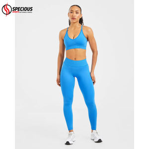 Best Price Customized <b>Women's</b> High Waist Professional Yoga <b>Leggings</b> Solid Light <b>Blue</b> Quick Dry Breathable Four-Way Stretch V - Product Image 4