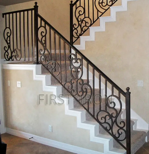 Wholesale indoor modern decorative forged iron stair railings for house
