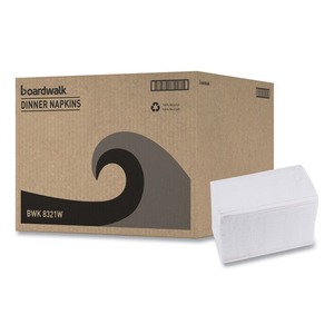 Boardwalk BWK8321 15 In. X 17 In. 2-Ply Disposable Dinner Napkins White 1/8-Fold Pack of 10/Carton - Product Image 1