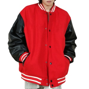 Veste bomber courte en cuir brodée en chenille, logo personnalisé, streetwear, pour femmes, fabrication OEM - Product Image 1
