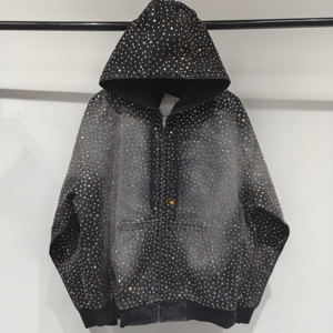 SALATI OEM & OEM Personnalisable Nouveau Design Sweats à Capuche avec Strass Style Streetwear Hiver Coton Surdimensionné Homme Haute Qualité - Product Image 1