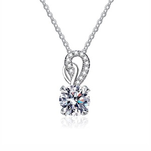 Collar con Colgante de Moissanita de Corte Brillante de 1 Quilate, Color D, VVS, Cadena de Plata de Ley 925, Regalo de Boda para Mujer - Product Image 1