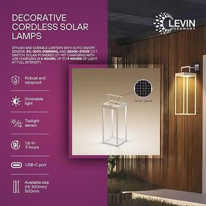 Levin năng lượng mặt trời đèn lồng trang trí không dây ánh sáng | 2200K đến 2700K có thể điều chỉnh ánh sáng ấm áp | Tự động bật/tắt cảm biến - Product Image 5