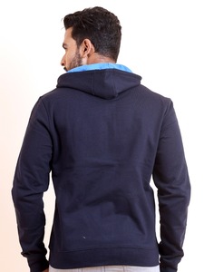 Sudadera con Capucha de Forro Polar Azul Marino Premium Básica, Sudadera Informal de Invierno con Diseño Sólido y Cremallera para Hombre, Antiarrugas - Product Image 5