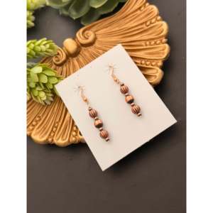 Navajo Ethnic Style Copper Graduated <b>Machine</b> Made Pearls Strung Dangle Drop Earrings with <b>Ball</b> Shape <b>Ball</b> - Product Image 3