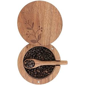 Double Stackable Olive Wood Salt Cellar Swivel Lid <b>Kitchen</b> Seasoning Container Gourmet Spice Box Handcrafted Storage <b>Pots</b> Unique - Product Image 3