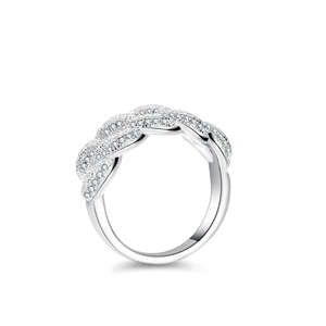 Bague de mariage classique demi-éternité personnalisée de haute qualité, pavé de moissanite de luxe, argent 925, chaîne cubaine, pour homme et femme - Product Image 3