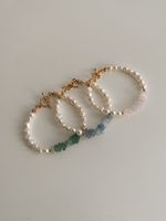 Bracelet bohème fait main personnalisé en perles de culture d'eau douce baroques, plaqué or 18 carats, ajustable, avec éclats de pierres naturelles, pour boutiques