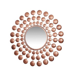 Top luxe Design fer mur miroir salon forme ronde couleur cuivre décoratif mur miroir meilleur prix indien métal miroir - Product Image 1