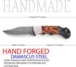 Navaja Táctica de Caza de Acero de Damasco, para Supervivencia al Aire Libre, Grado Industrial, 58HRC, Diseño de Hoja Completa con Bloqueo de Seguridad, Pakistán - Product Image 2