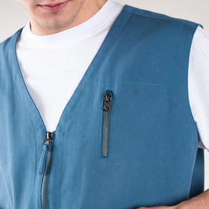 Chaqueta de chaleco de trabajo personalizada de alta calidad para hombre, chalecos de algodón duraderos con cremallera, decoración de botones, bolsillos de parche, lona de pato para uso exterior - Product Image 2