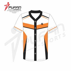 Maillot de baseball à col en V respirant imprimé par transfert thermique personnalisé 100% polyester à boutons Design gratuit OEM Ensembles uniformes d'équipe unisexes - Product Image 1