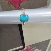 Bague en argent avec pierre précieuse turquoise naturelle, pierre précieuse de haute qualité, pierres précieuses en vrac pour la fabrication de bijoux, vente en gros de pierres précieuses de haute qualité, fabrication artisanale