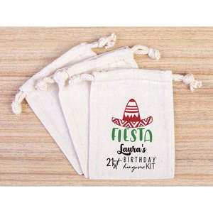 ชุดอุปกรณ์แก้แฮงค์สำหรับงานปาร์ตี้วันเกิด Fiesta  กระเป๋าผ้าฝ้ายสำหรับฟื้นตัวจากวันหลังงานปาร์ตี้สุดมันส์ - Product Image 2
