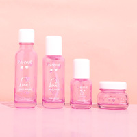 Flacon cosmétique en verre transparent rose personnalisé 30ml 100ml 120ml Ensemble d'emballage de contenants cosmétiques OEM/ODM