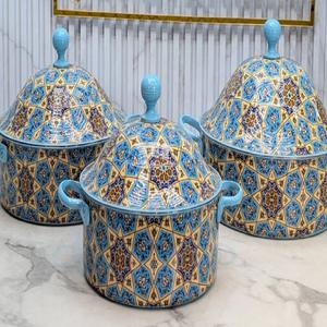 Chauffe-plat de luxe rond avec motif gravé en métal Hot Pot et casserole en acier inoxydable en métal - Product Image 2