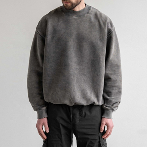 Nueva sudadera personalizada con lavado ácido para hombres, sudaderas de cuello redondo lavadas Vintage de gran tamaño para hombres - Product Image 1
